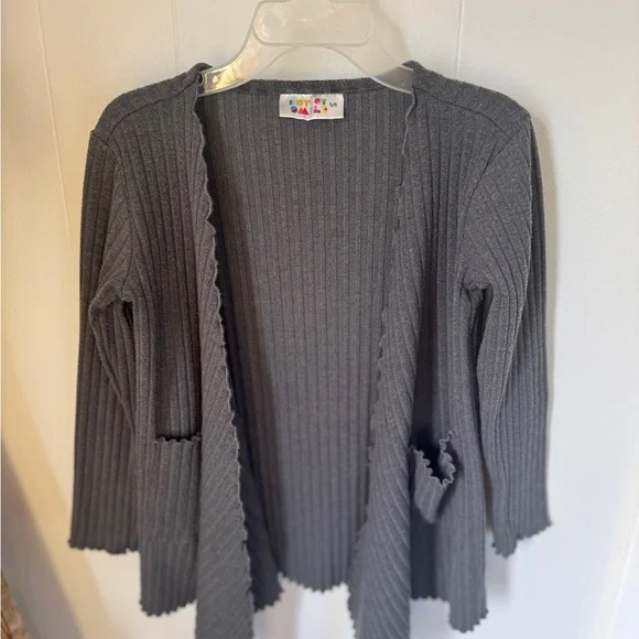 🩶DotDotSmile Ribbed Open Front Cardigan | Girls 5/6 ✨ - Picture 3 of 6